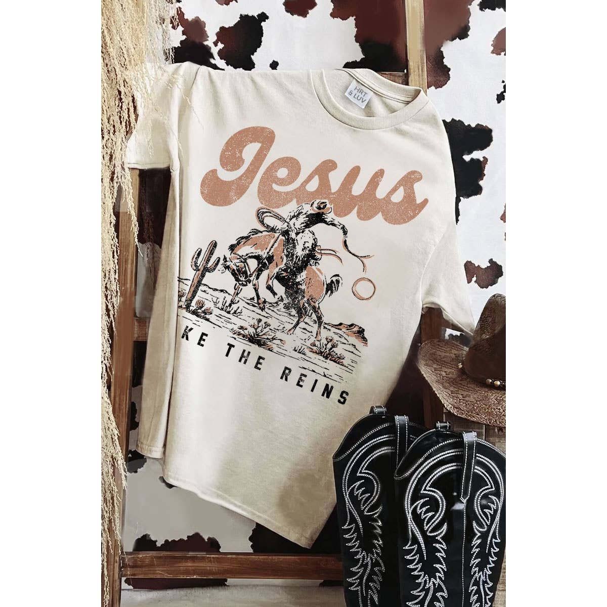 JESUS TAKE THE REINS  MINERAL GRAPHIC TEE