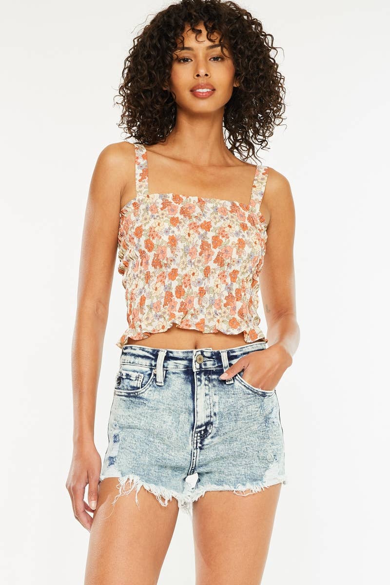OPEN PACK HIGH RISE FRAY HEM DENIM SHORTS