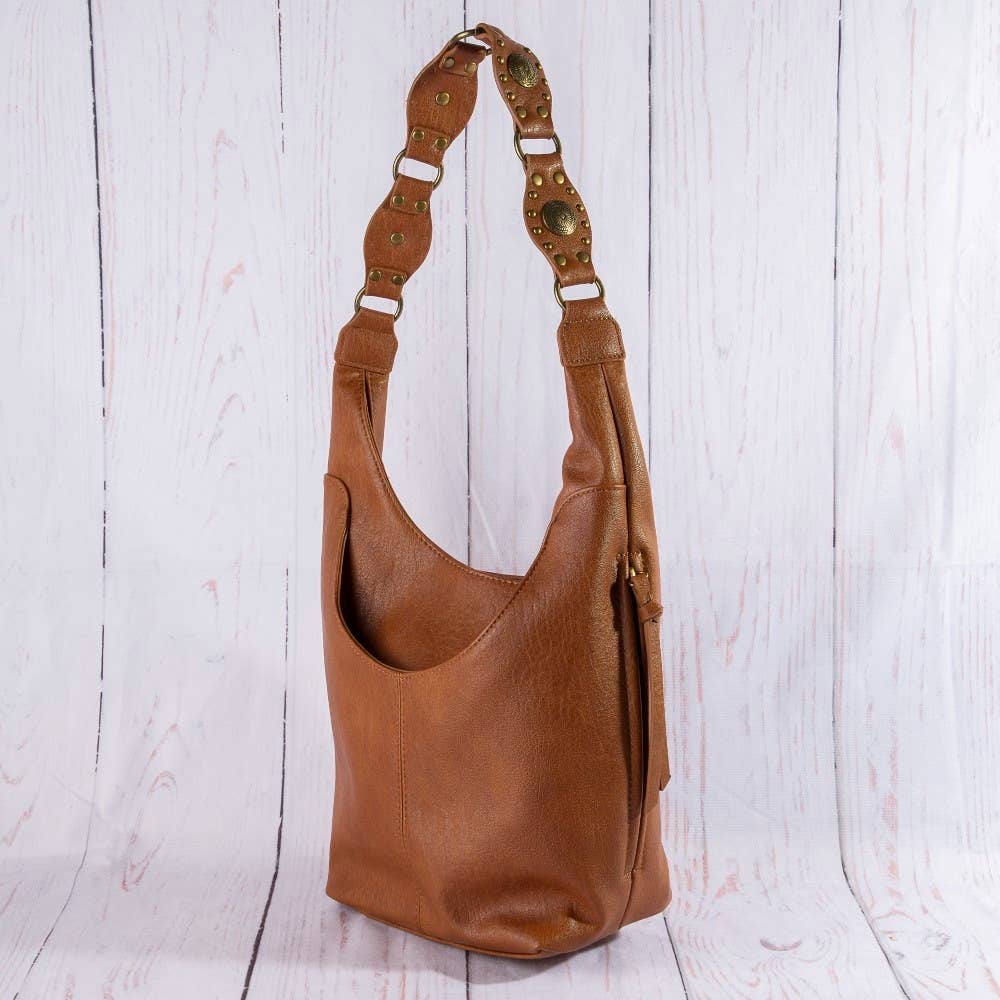 Woven Chain Link Strap Leather Hobo Bag
