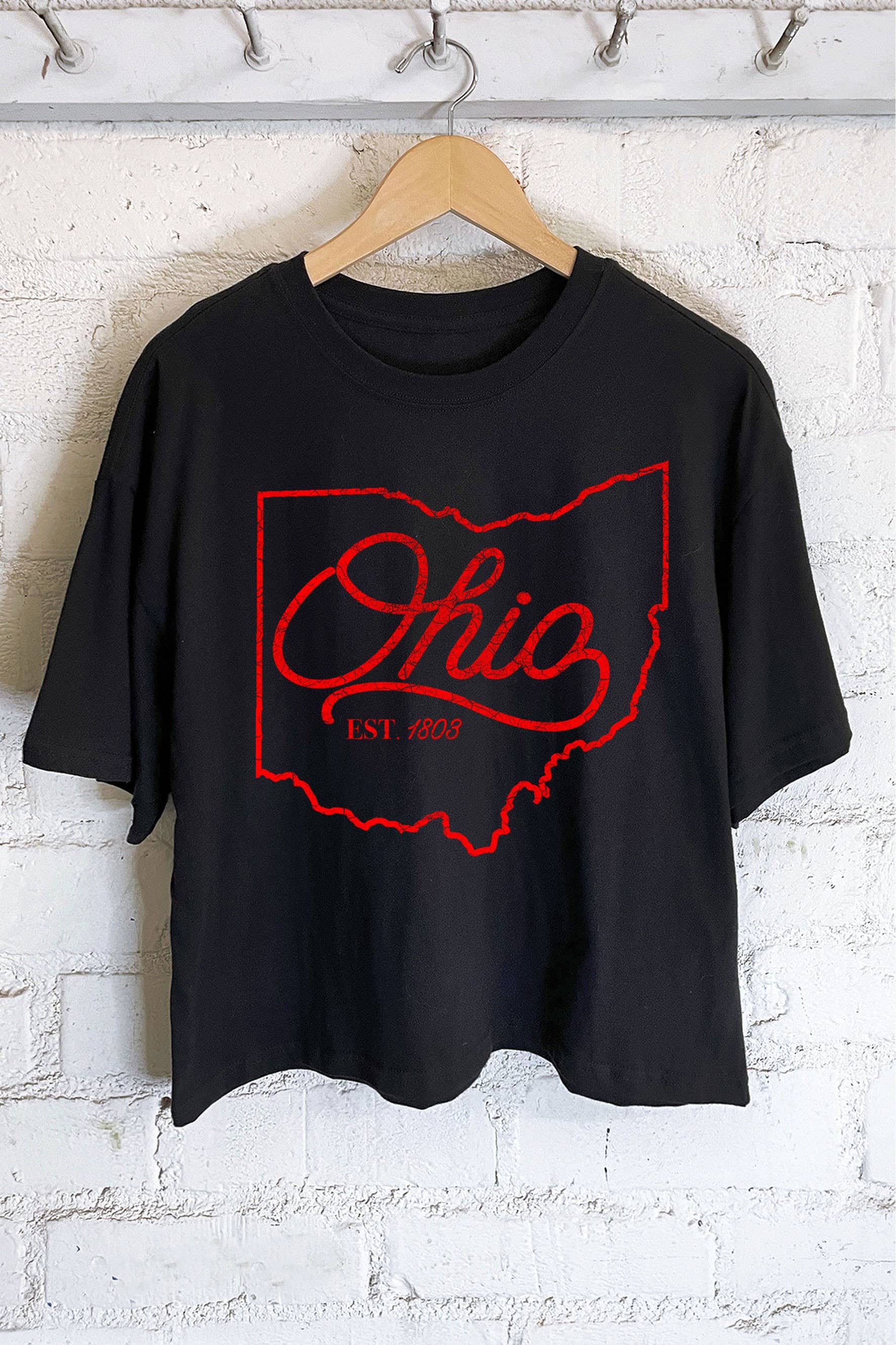 OHIO STATE PUFF GRAPHIC LONG CROP TOP