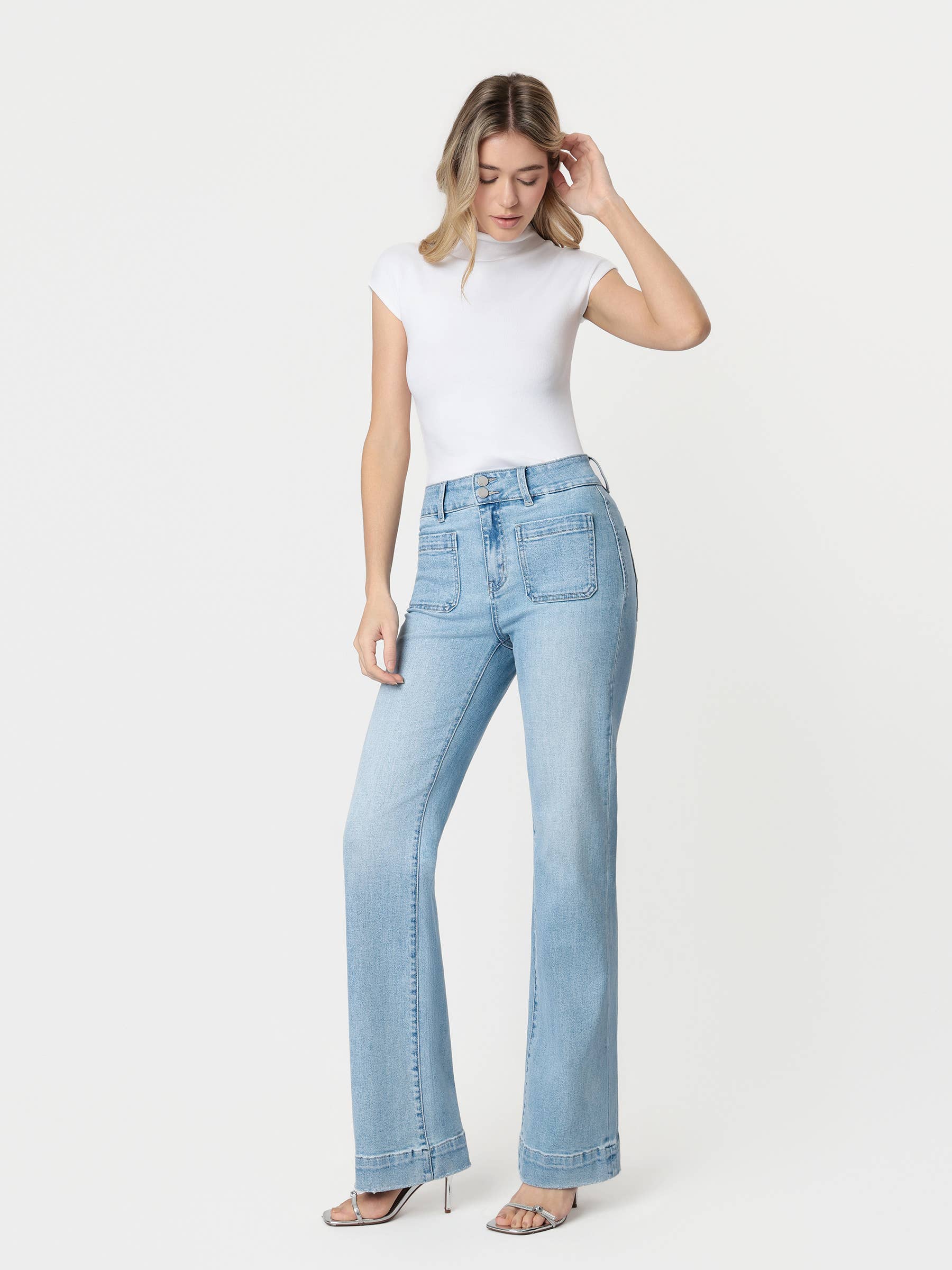 90'S VINTAGE SUPER HIGH RISE FLARE JEANS F5655