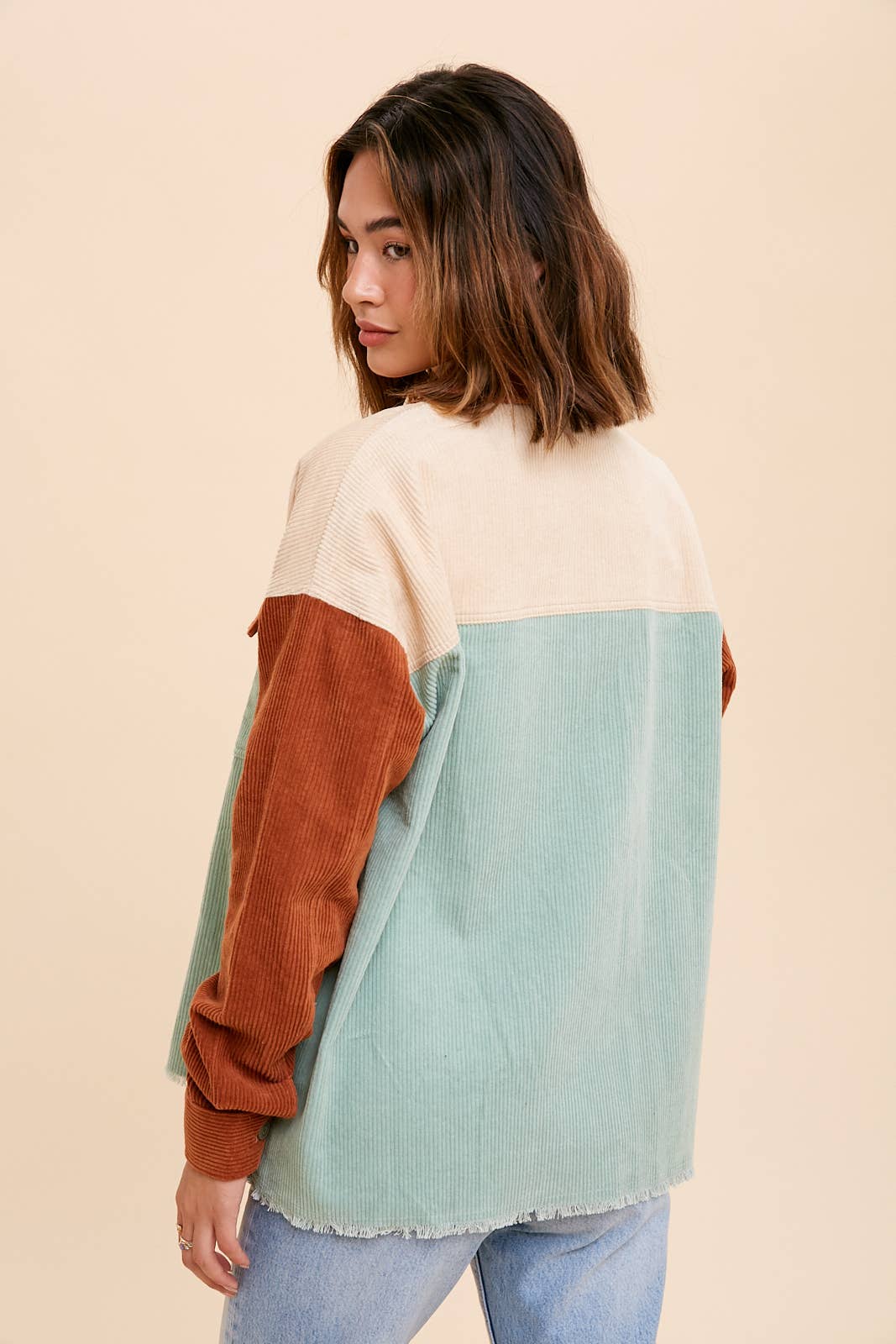 Color Block Corduroy Shacket