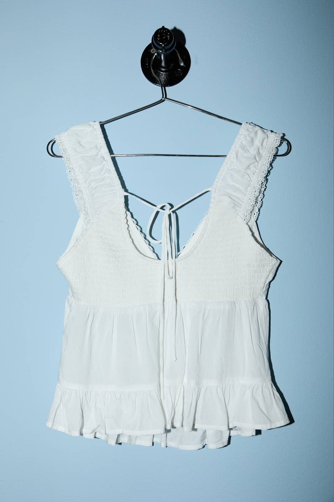 WHITE RUFFLE LACE TANK