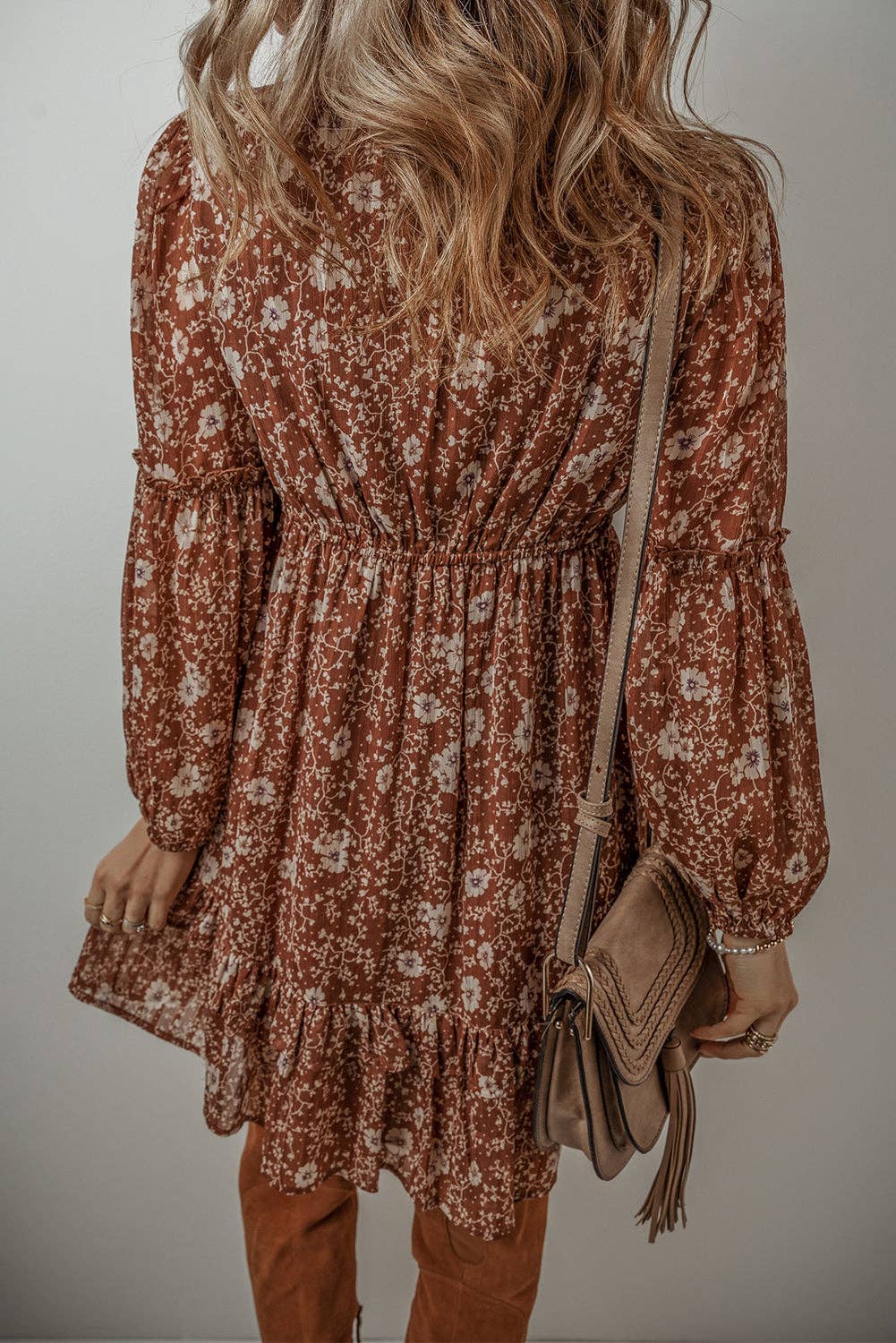 Brown Floral Mini Dress
